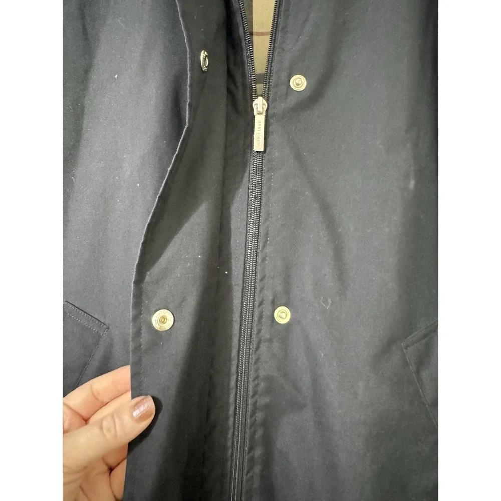 Burberry Womens Trench Coat Sz 4 Designer Luxury Plaid Black READ DESCRIPTION - Picture 2 of 16